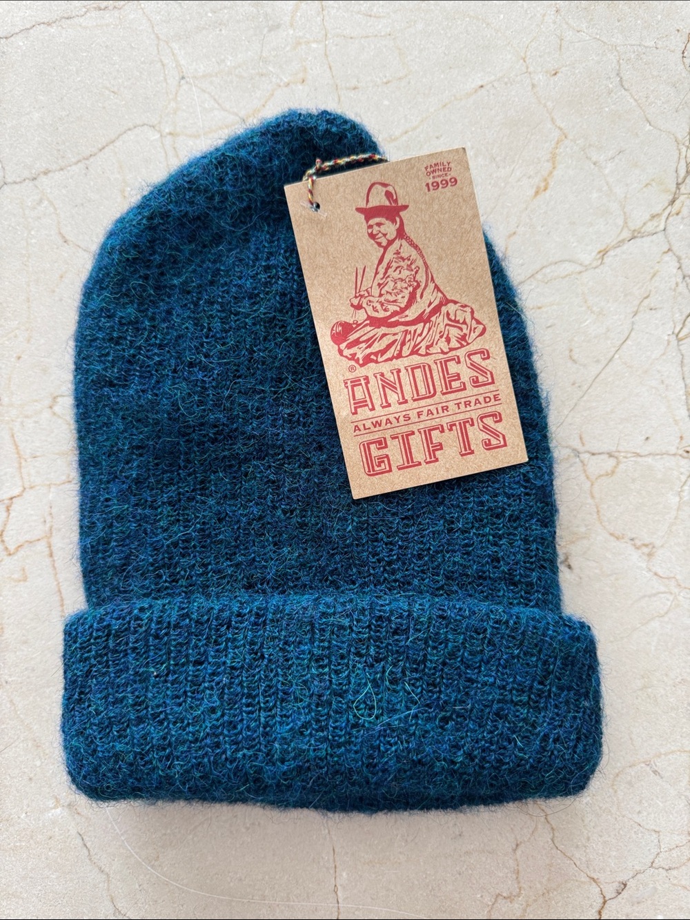 NWT Andes Gifts Teal Super Soft Alpaca Wool Beanie Hat - Aqua Teal